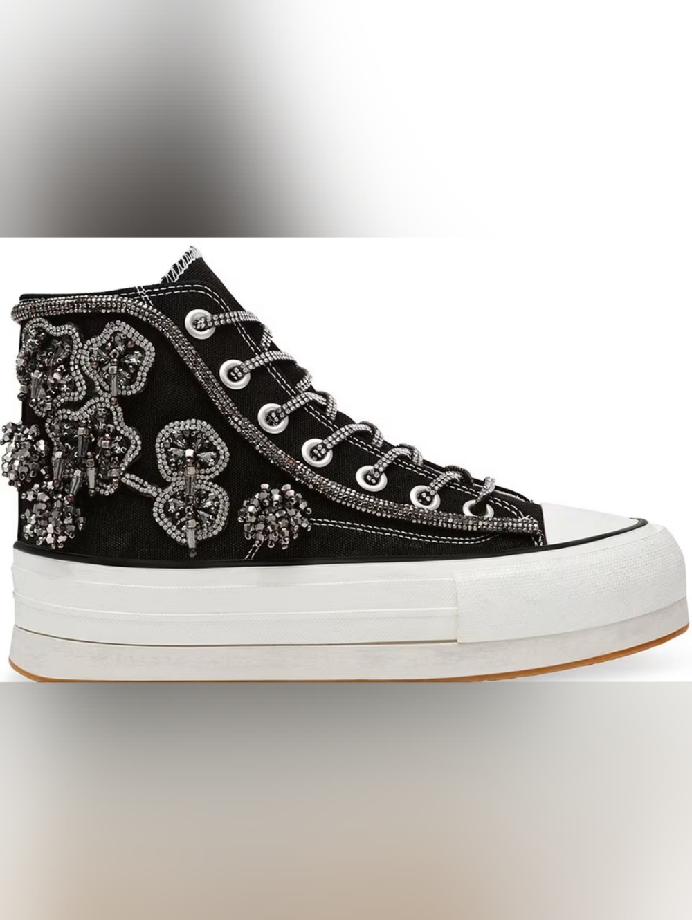 Steve Madden Black Beaded High-Top Platform Sneaker